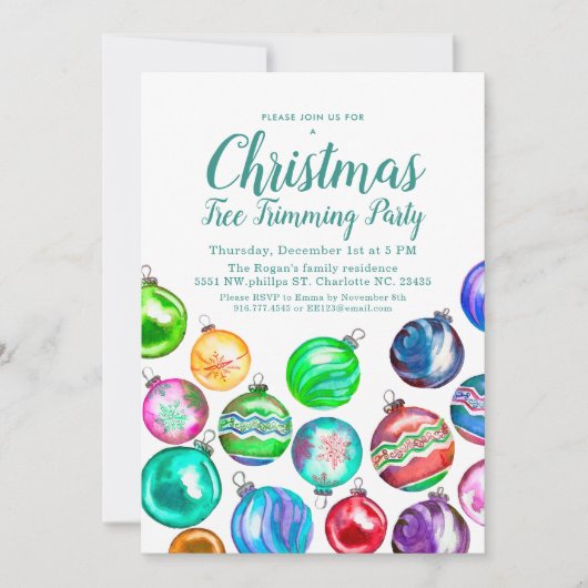 Kerstboom Trimming Party Kaart (Voorkant)
