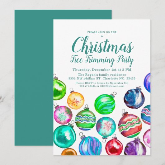 Kerstboom Trimming Party Kaart (Voorkant / Achterkant)