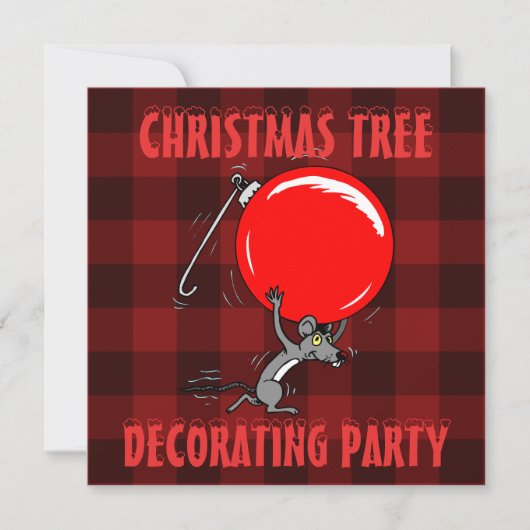 Kerstboom Trimming Party | Red Plaid Mouse Kaart (Voorkant)