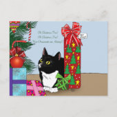 Kerstboom Tuxedo Kat Feestdagenkaart (Voorkant)