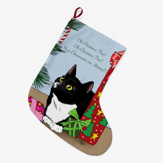 Kerstboom Tuxedo Kat Grote Kerstsok (Voorkant (Hangend))