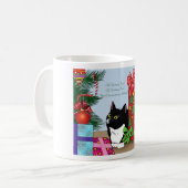 Kerstboom Tuxedo Kat Koffiemok (Voorkant links)