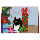 Kerstboom Tuxedo Kat Large Cadeautasje (Voorkant)