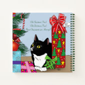 Kerstboom Tuxedo Kat Notitieboek (Achterkant)