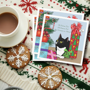 Kerstboom Tuxedo Kat Servet