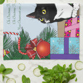 Kerstboom Tuxedo Kat Theedoek (Gevouwen)