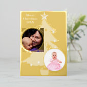 Kerstboom Twee foto's met Kerstmis 20XX Folie Feestdagenkaart (Staand Voorkant)