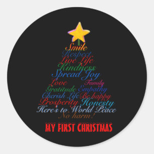 Kerstboom Tygrafie Baby Eerste Kerstmis Baby Ronde Sticker
