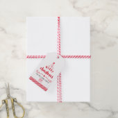 KERSTBOOM typografie feestelijk rood Cadeaulabel (Met Touw)