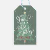 Kerstboom Typografie Hunter Groen Wit Rood Cadeaulabel (Voorkant)