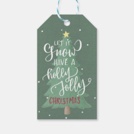 Kerstboom Typografie Hunter Groen Wit Rood Cadeaulabel