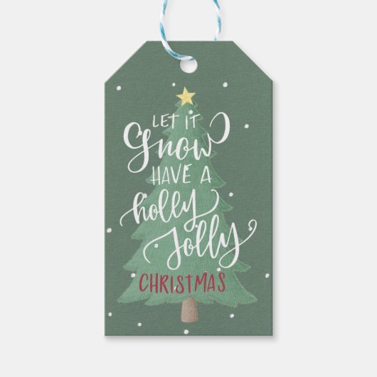 Kerstboom Typografie Hunter Groen Wit Rood Cadeaulabel (Voorkant)