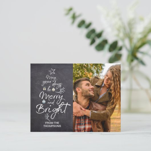 Kerstboom Typografie Moge Uw Dagen Vrolijk zijn Briefkaart (Staand voorkant)