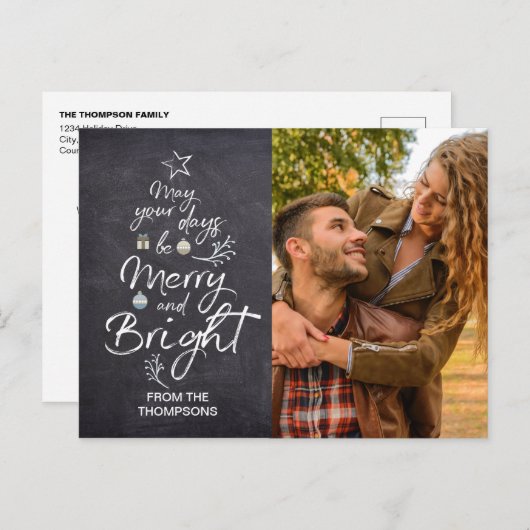 Kerstboom Typografie Moge Uw Dagen Vrolijk zijn Briefkaart (Voorkant / Achterkant)