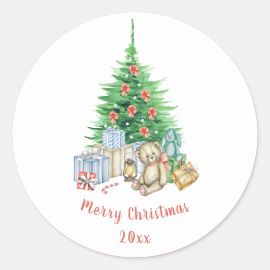 Kerstboom Typografie Personaliseerbaar Ronde Sticker (Voorkant)