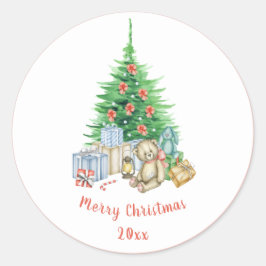 Kerstboom Typografie Personaliseren Ronde Sticker