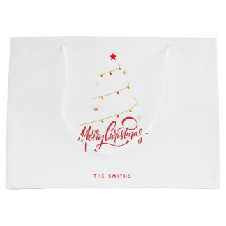 Kerstboom Typografie Script Minimalistisch Groot Cadeauzakje