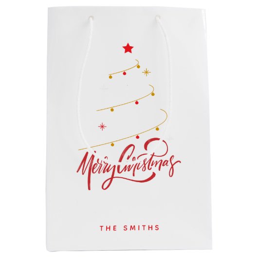 Kerstboom Typografie Script Minimalistisch Medium Cadeauzakje (Voorkant)