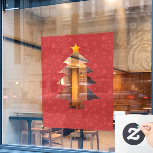 Kerstboom Uitsnede met Ster Raamsticker (Cafe Raam)