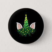 kerstboom unicorn ronde button 5,7 cm (Voorkant)