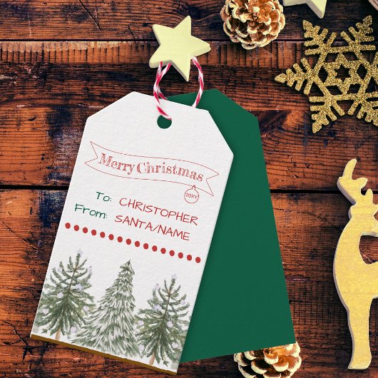 Kerstboom Unieke Naam Gift Label Cadeaulabel