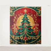 Kerstboom Vakantie Achtergrond Wandkleed (Voorkant)