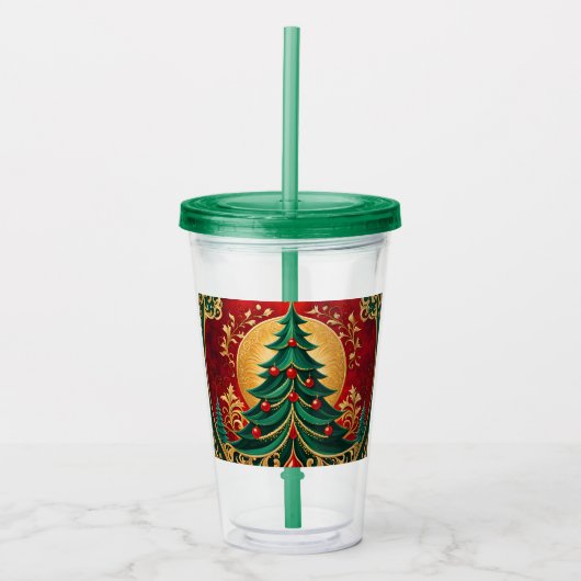 Kerstboom Vakantie Acryl Tumbler Acryl Drinkbeker (Voorkant)