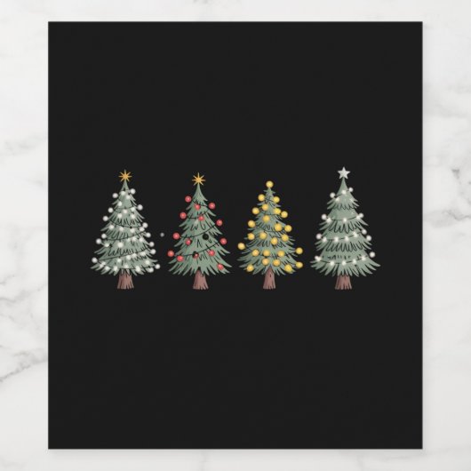 Kerstboom Vakantie Cadeau Winter Wijn Etiket (Enkel label)