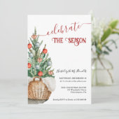 Kerstboom Vakantie Diner Uitnodiging (Staand voorkant)