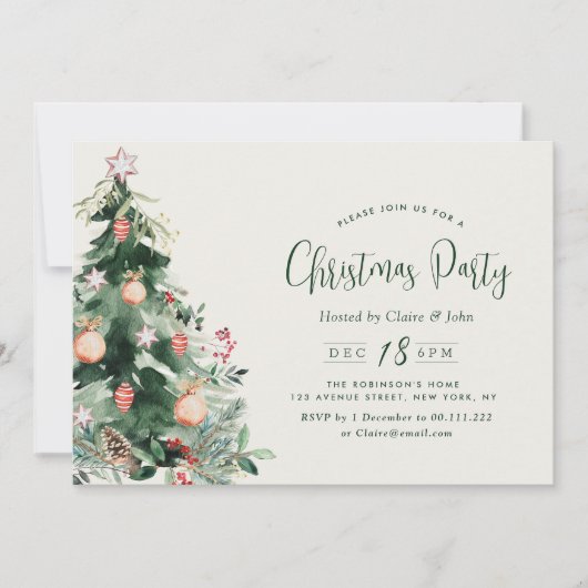 Kerstboom vakantie feest kaart (Voorkant)