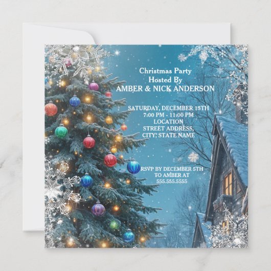 Kerstboom Vakantie Feest Winter Reinders sneeuw Kaart (Achterkant)