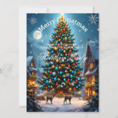 Kerstboom Vakantie Feest Winter Reinders Sneeuw Kaart (Voorkant)