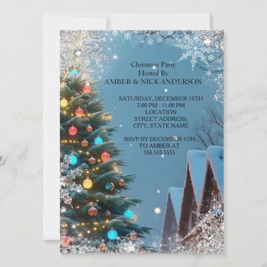 Kerstboom Vakantie Feest Winter rustieke huizen Kaart (Achterkant)