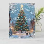 Kerstboom Vakantie Feest Winter rustieke huizen Kaart (Staand voorkant)