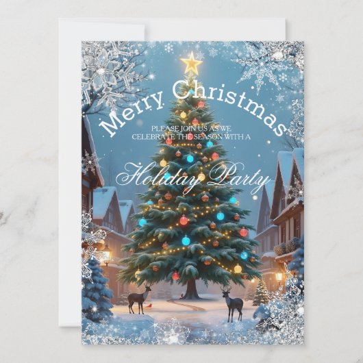 Kerstboom Vakantie Feest Winter rustieke huizen Kaart (Voorkant)