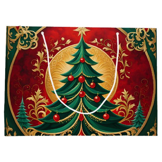 Kerstboom Vakantie Gift Bag Groot Cadeauzakje (Achterkant)