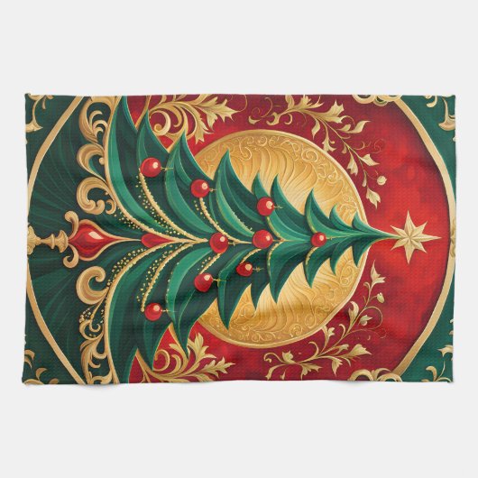 Kerstboom Vakantie Keuken Handdoek (Horizontaal)