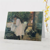 Kerstboom vakantie meisje en Baby  kunst Kaart (Gele Bloem)