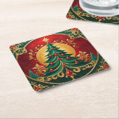 Kerstboom Vakantie Papier Onderzetter (Schuin)