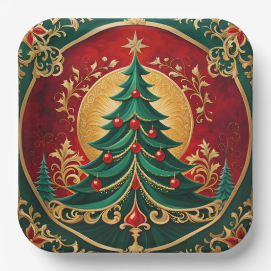 Kerstboom Vakantie Papieren Bord (Voorkant)