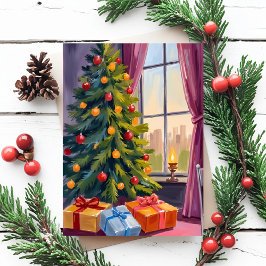 Kerstboom Vakantie Schilderij Kaart