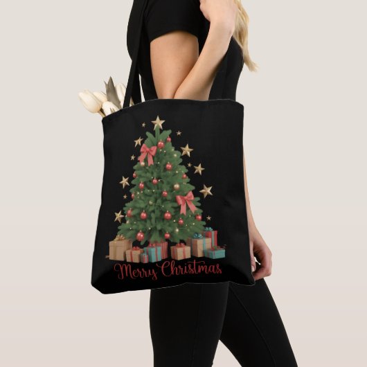 Kerstboom Vakantie Winter Geschenk Tote Bag (Dichtbij)
