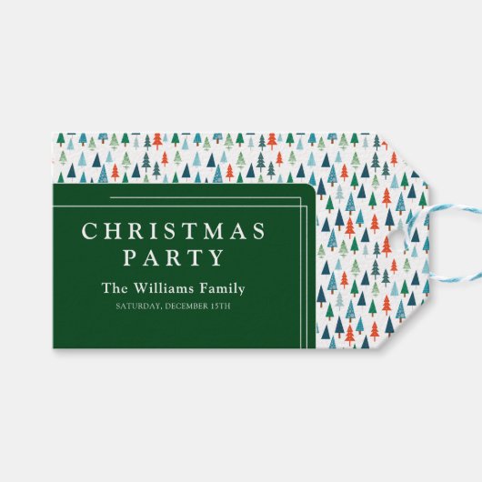 Kerstboom Vakantie Winter Groen Feest Cadeaulabel (Voorkant (Horizontaal))