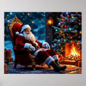 Kerstboom vakantie winter kunst schattige Kerstman Poster (Voorkant)