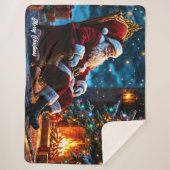 Kerstboom vakantie winter kunst schattige Kerstman Sherpa Deken (Voorkant)