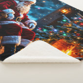 Kerstboom vakantie winter kunst schattige Kerstman Sherpa Deken (3/4)