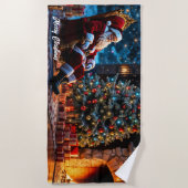 Kerstboom vakantie winter kunst schattige Kerstman Strandlaken (Voorkant)