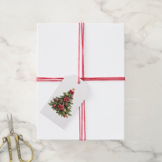 Kerstboom Vakantie XMas  Cadeaulabel (Met Touw)