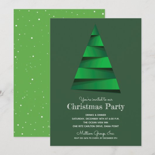 Kerstboom Vakantiefeest Uitnodigingen (Voorkant / Achterkant)