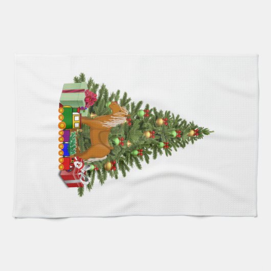 Kerstboom Vakantiehuis Theedoek (Horizontaal)